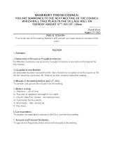 SHAWBURY PARISH COUNCIL -agenda August 2021